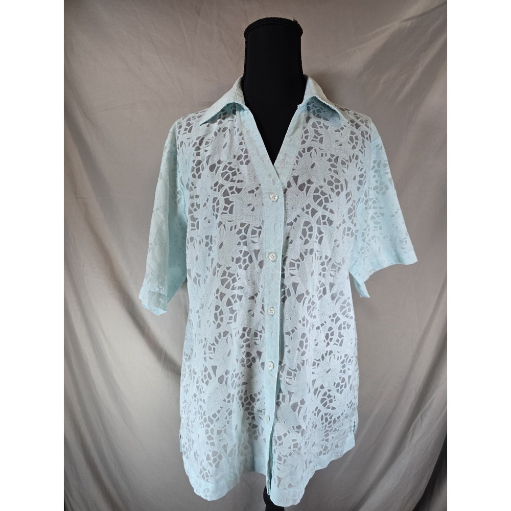 Bonworth Womens Summer Blouse In Lace And Blue In Color. Light And Pretty Small